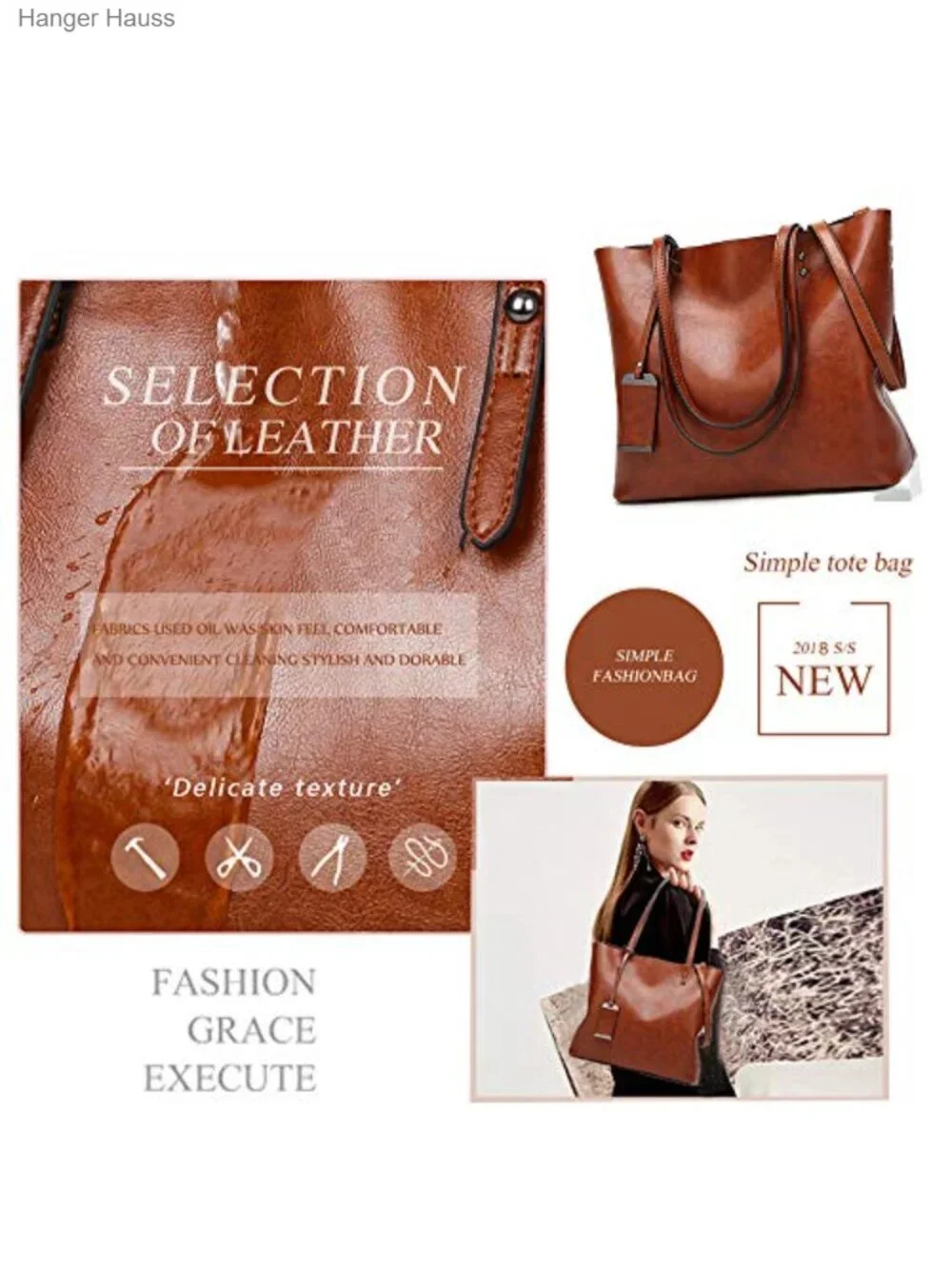 Women's Top Handle Satchel Handbag Tote Purse Faux Leather Shoulder Bag